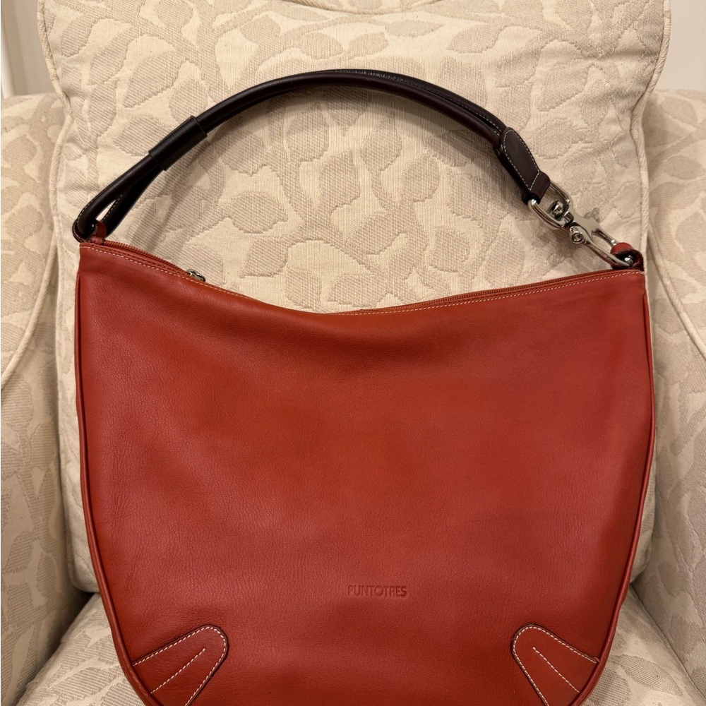 Puntotres Burnt Orange Red Leather Hobo Bag